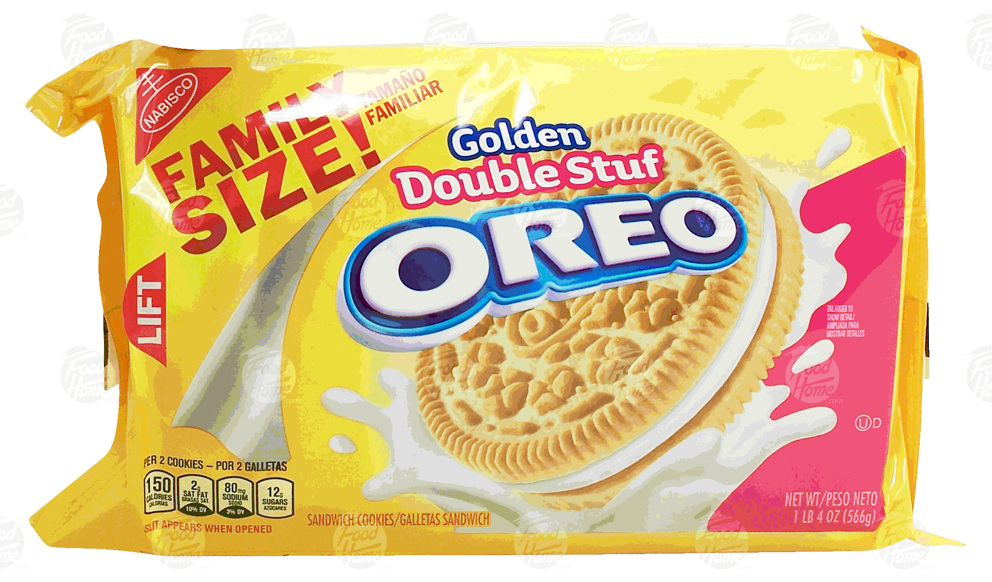 Nabisco Oreo golden double stuf sandwich cookies; Family Size Full-Size Picture